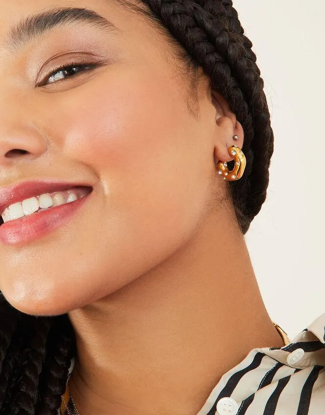 Stainless Steel Crystal Embedded Molten Hoops