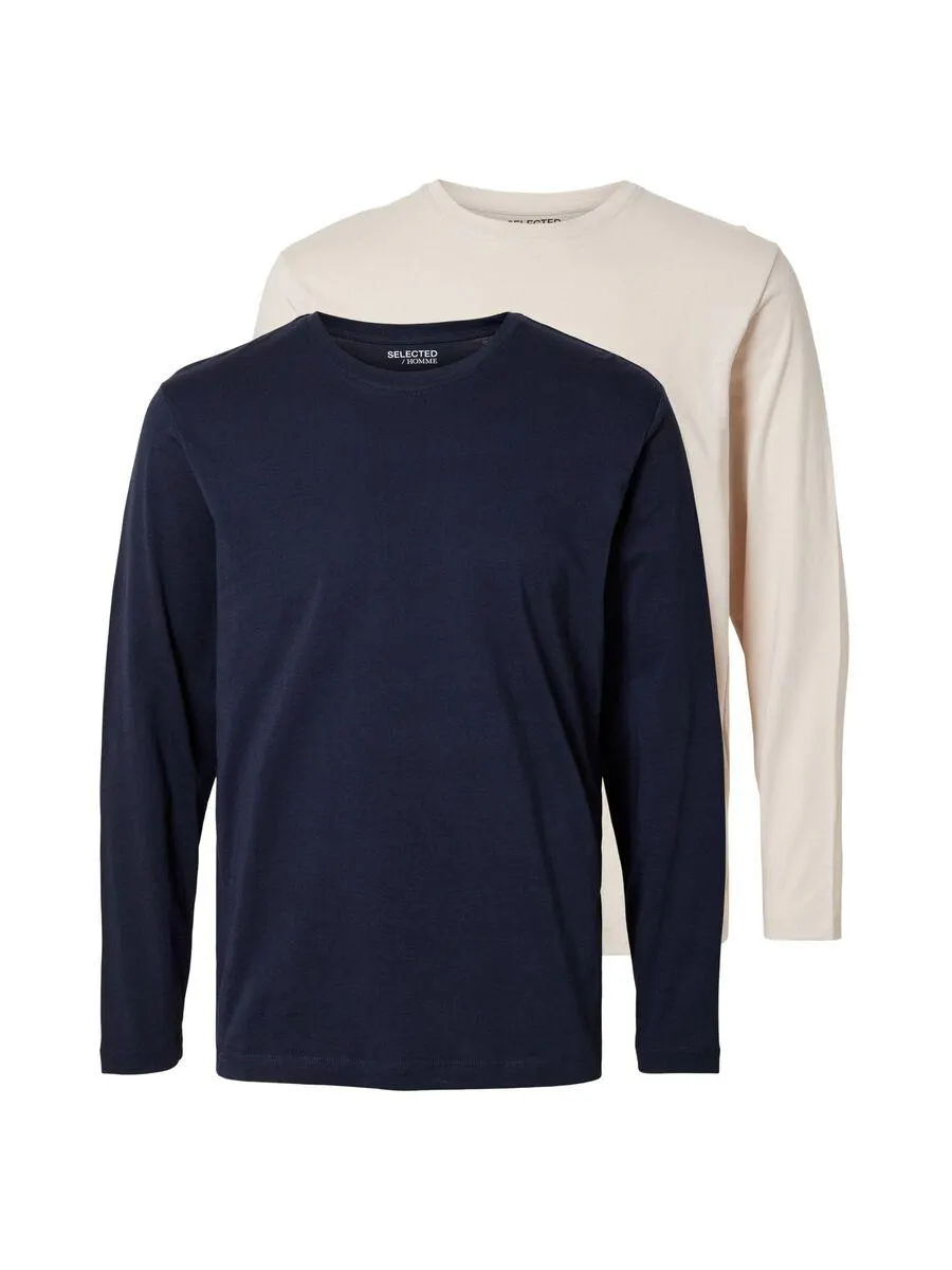 2-PAKNING BOMULL LANGERMET T-SKJORTE