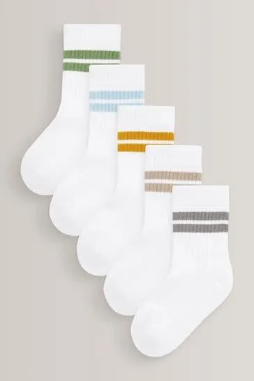 Cushioned Footbed Cotton Rich Ribbed Socks 5 Pack