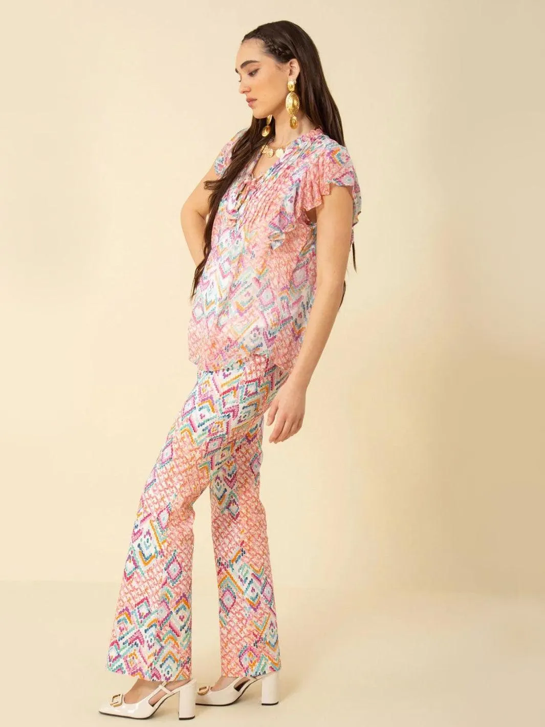 PARKER PANT PRINT Pastelloransje