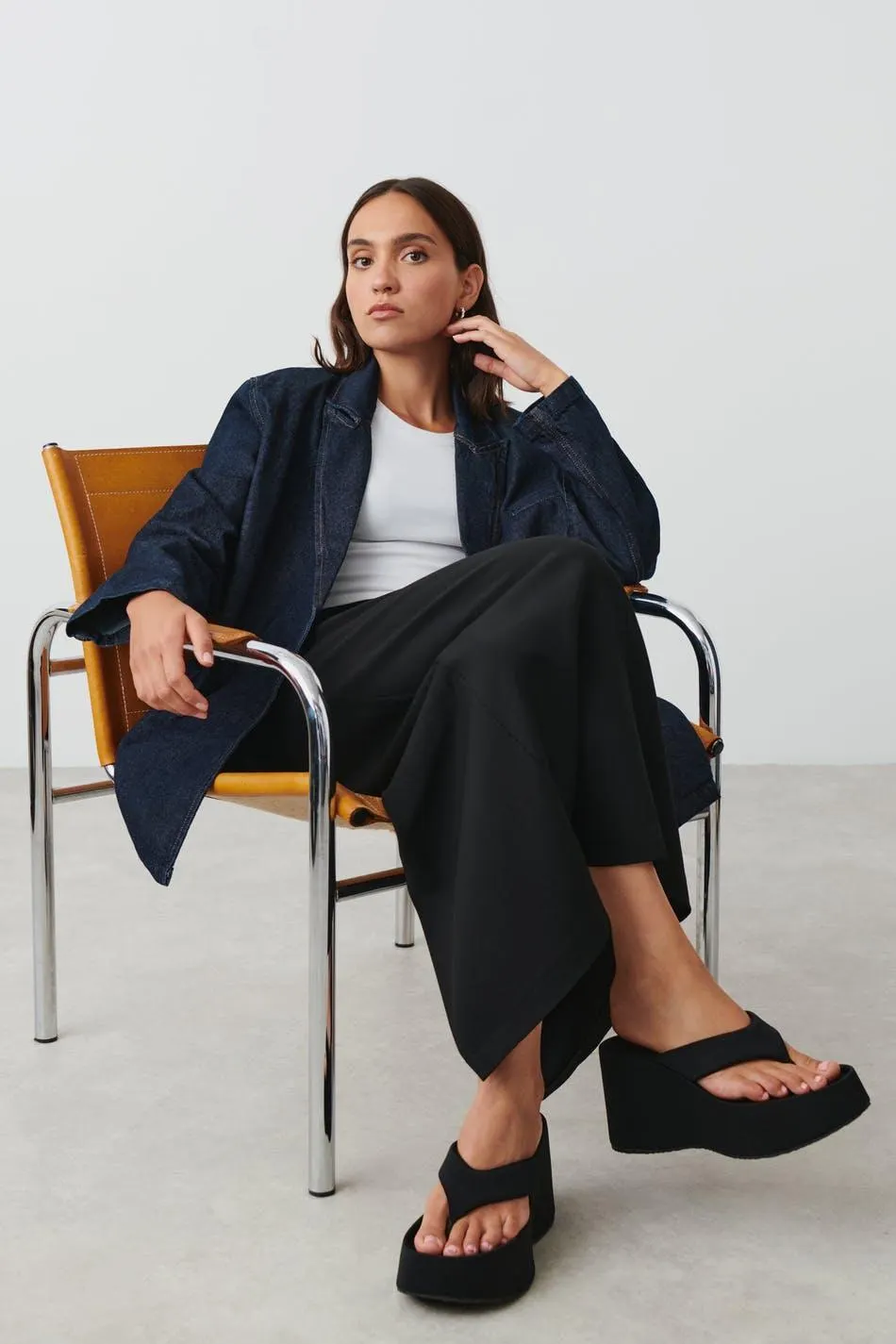 Oversized denim blazer