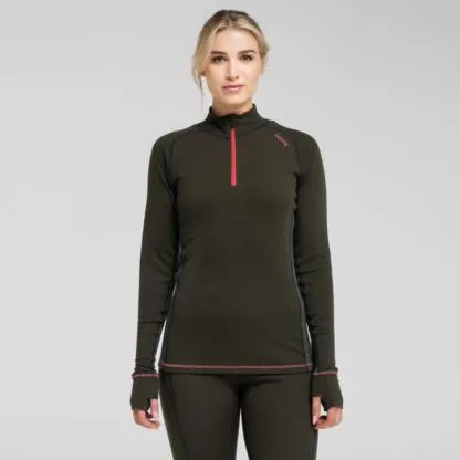 Dovre Women Active Genser m/Glidelås i ull, grønn