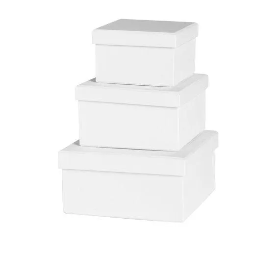 Firkantede esker Hvite 3-pk