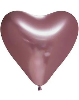 6 stk 30 cm - Rose Gullfargede Glossy Mirror Hjerteballonger