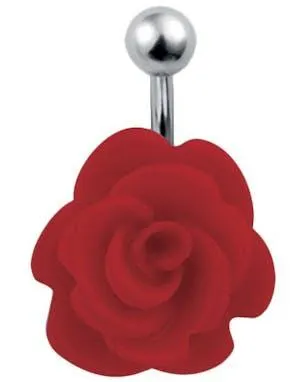 Navlepiercing med Utformet Rød Rose