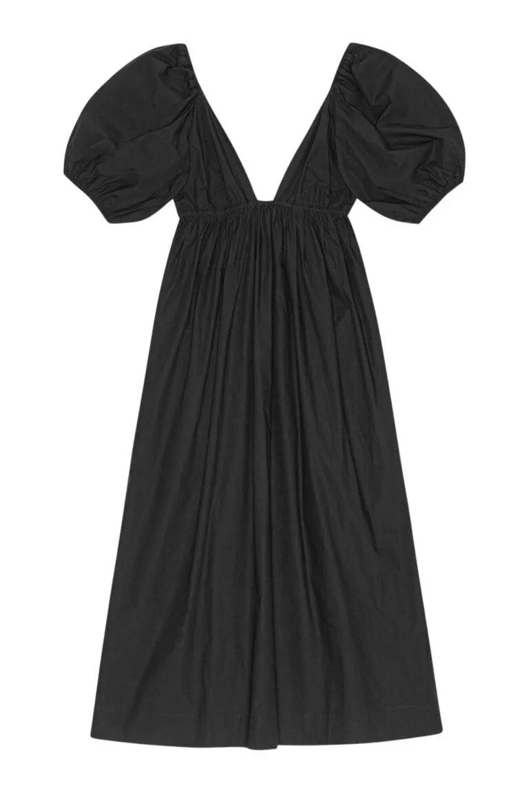 Cotton Poplin Long Dress – Sort