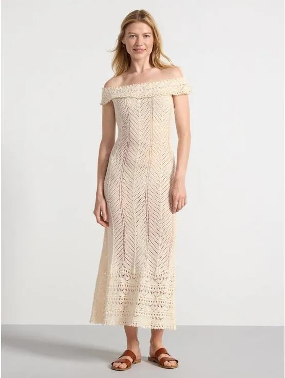 Mønsterstrikket maxikjole