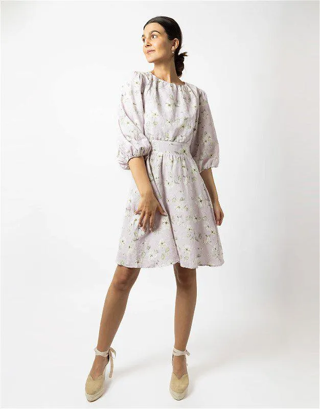 Clara Dress Lavender Peony Print