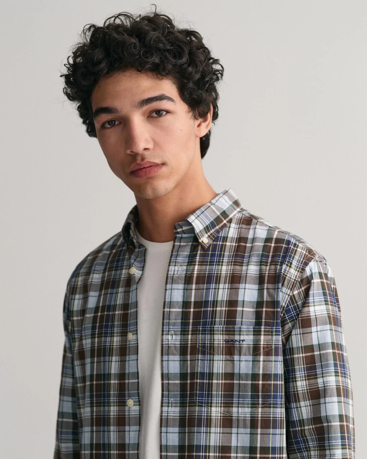 Normal passform Mediumrutet poplinskjorte