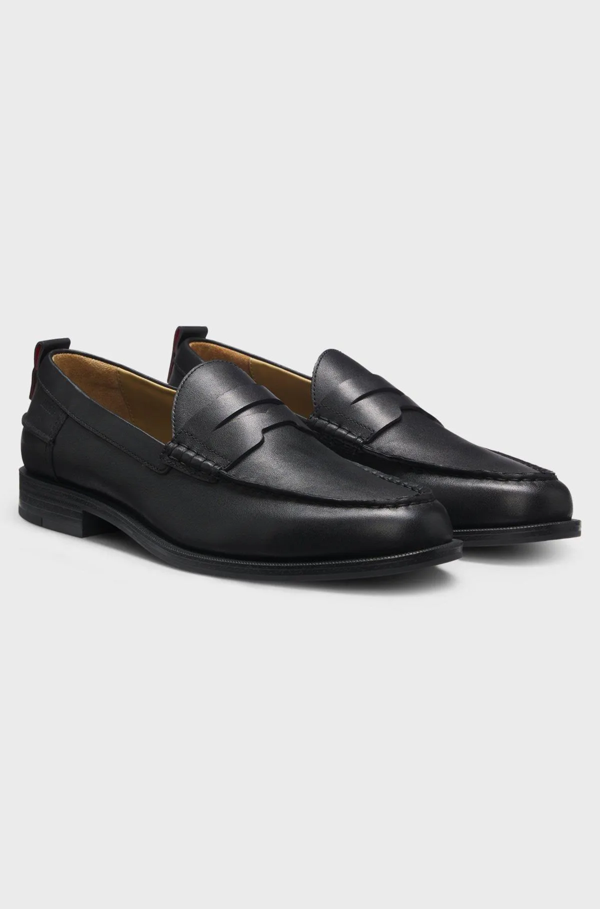 Leather loafers with penny trim