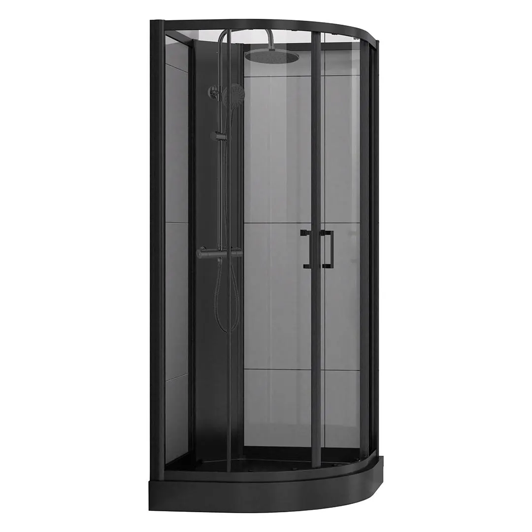 Quick Lux dusjkabinett – Sort matt – fra Optima bad