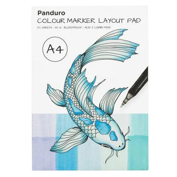 Panduro colour marker block A4 (210×297 mm), vekt 80 gram, 50 ark – perfekt til å lage skisser med markers og tusjpenner