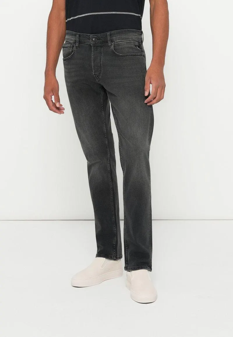 GROVER - Jeans straight leg - black delavè