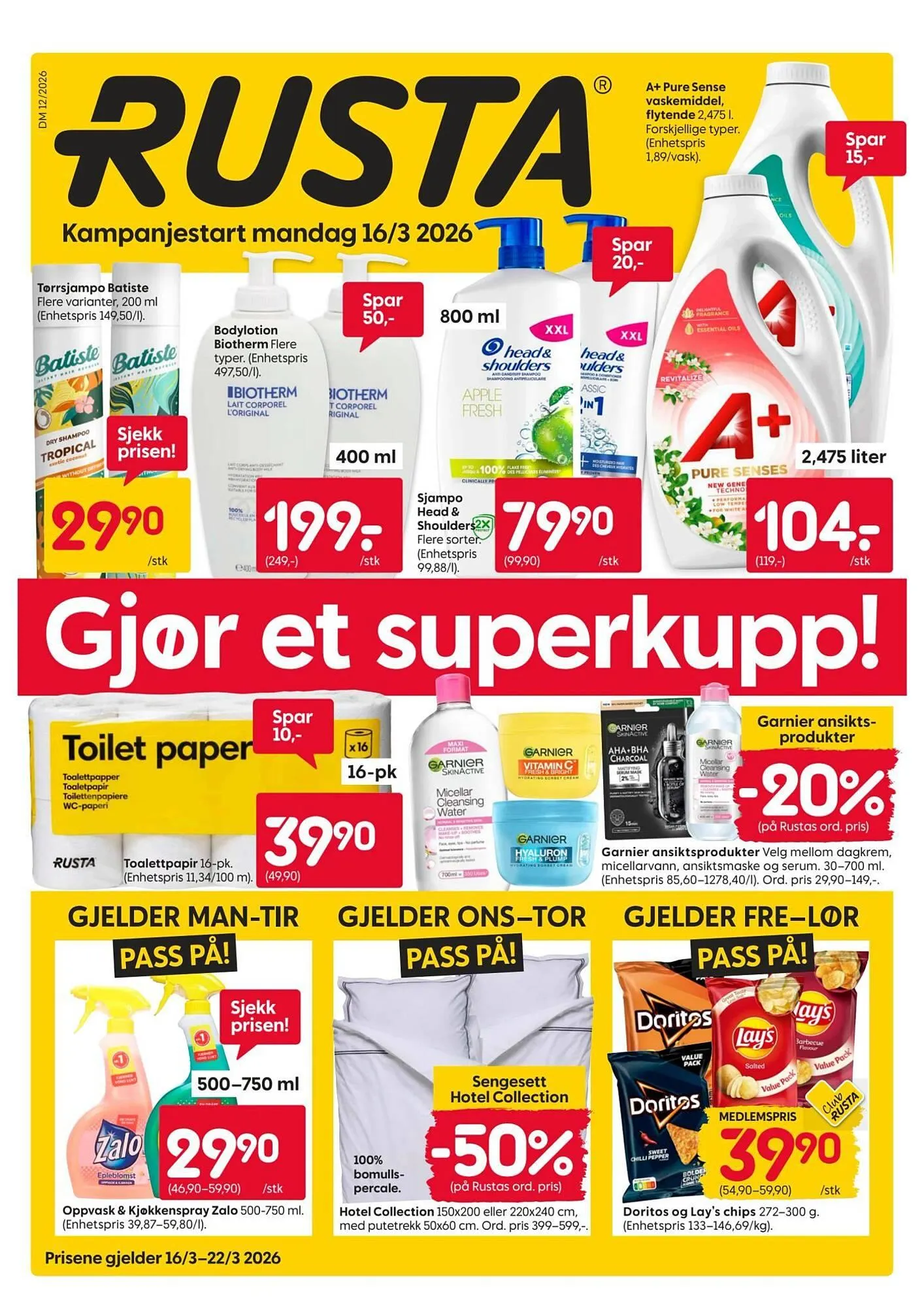 Rusta kundeavis fra 16. mars til 22. mars 2026 - kundeavisside 1