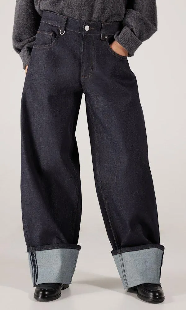 Nancy Mørk Blå Barrel Jeans