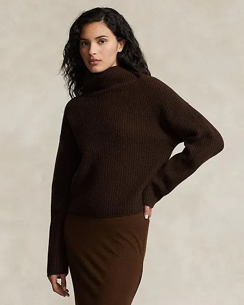 Rib-Knit Wool-Cashmere Mockneck Jumper