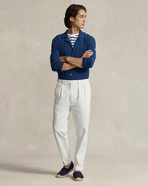 Slim Tapered Fit Pleated Twill Trouser