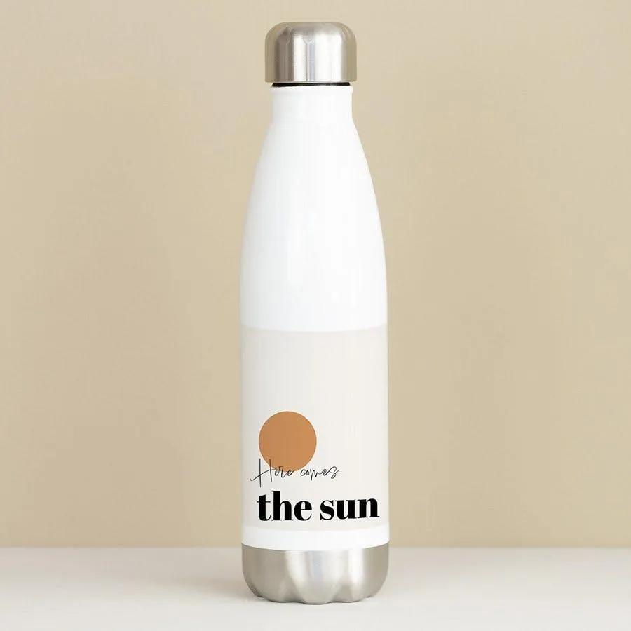 Hvit metall flaske - Here comes the sun