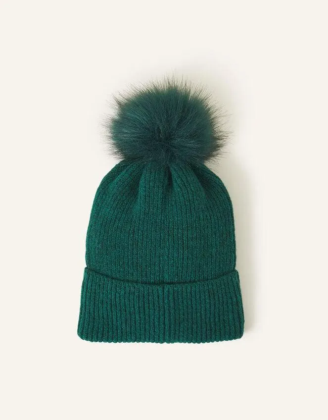 Knit Pom-Pom Beanie Green