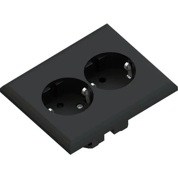 Namron Edge stikkontakt dobbel innfelt jord lav matt sort