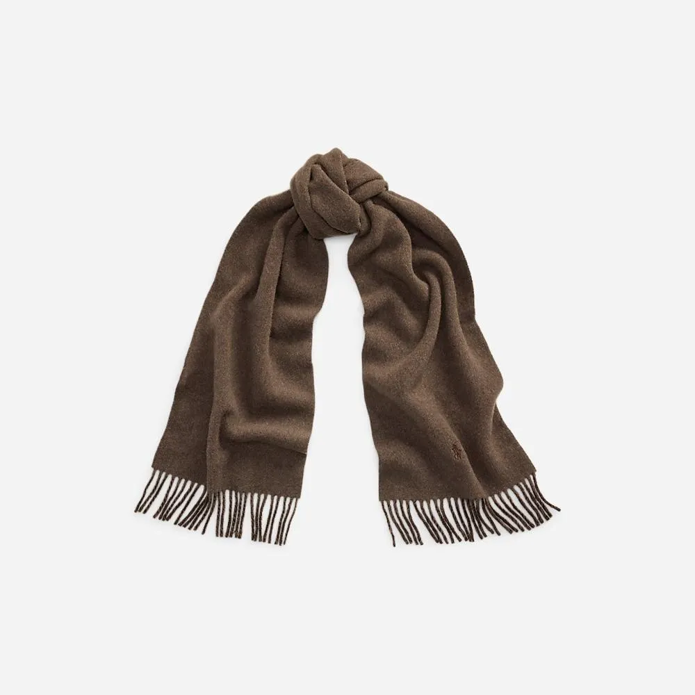 Fringe-Trim Wool Scarf - Nutmeg/Brown Htr