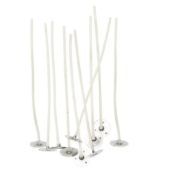 Vokset veke nr. 7 til lys av raps- / soyavoks, 10 stk. Med vekeholder. Lengde 10 cm