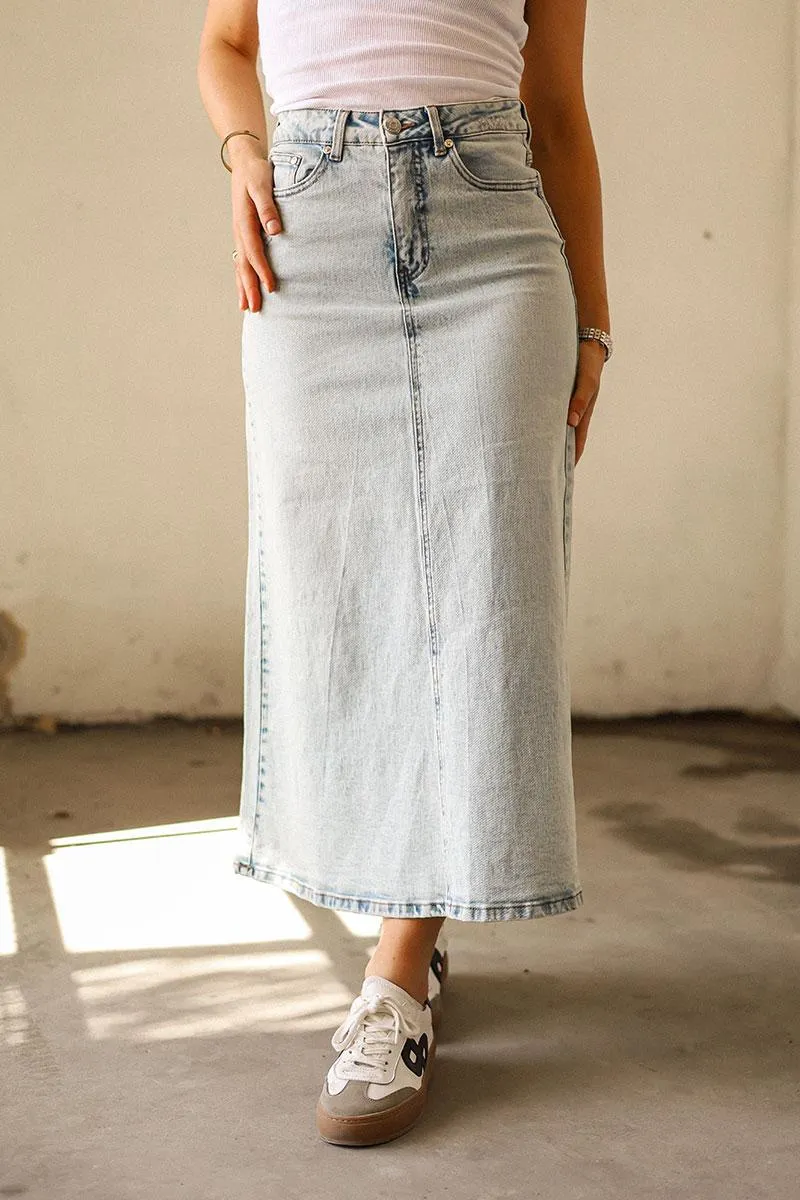 Manula GZ HW Midi Skirt Light Blue Acid Wash