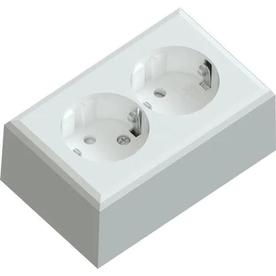 Namron Edge stikkontakt dobbel påvegg jord polarhvit