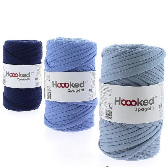 Hooked Zpagetti Medium trikotgarn 40–60 m blå – Mid blue shades ZP002-15