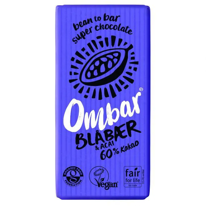 Ombar økologisk sjokolade med blåbær & acai 35 g