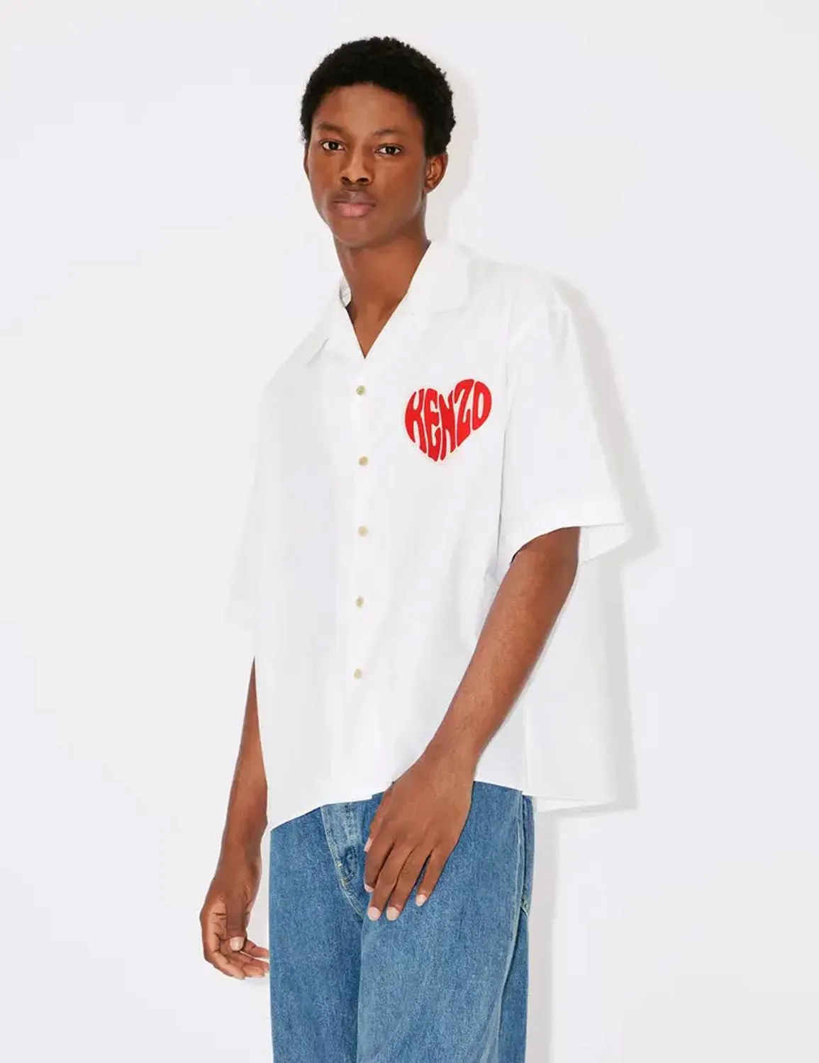 Kenzo Heart Hawaiian Shirt White