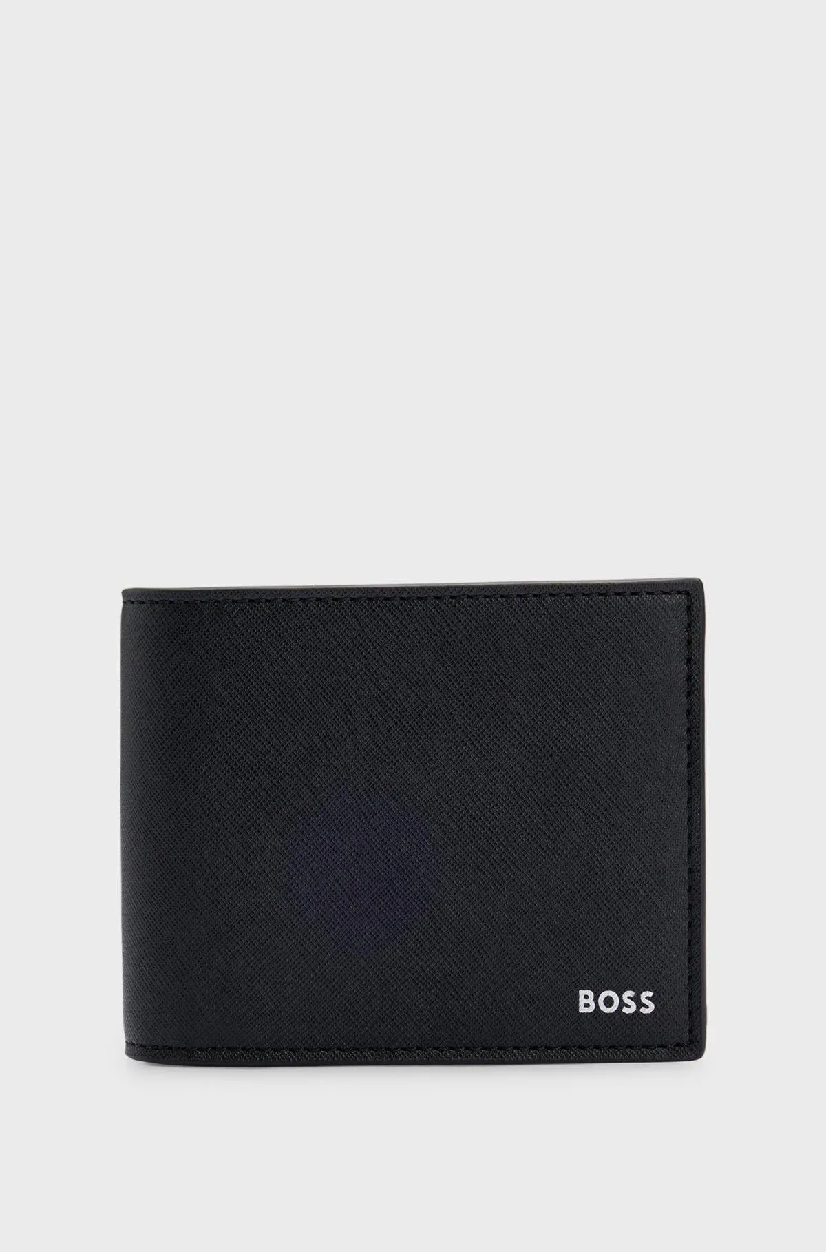 Structured trifold wallet with signature trims