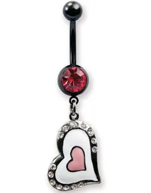 New Love Navlepiercing med Stener - Hvit