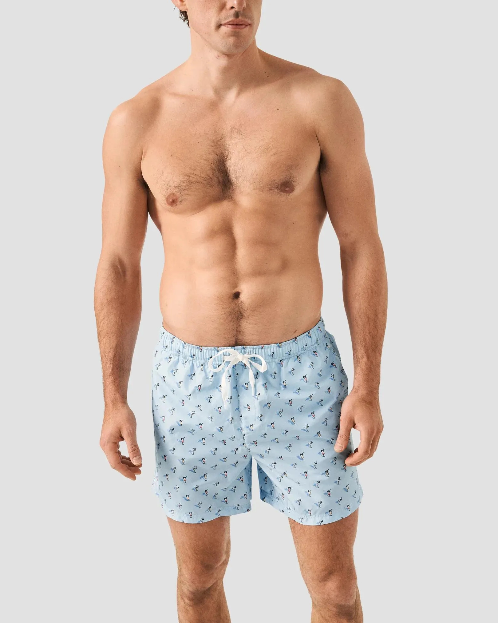 Light Blue Drinks Print Swimming Shorts