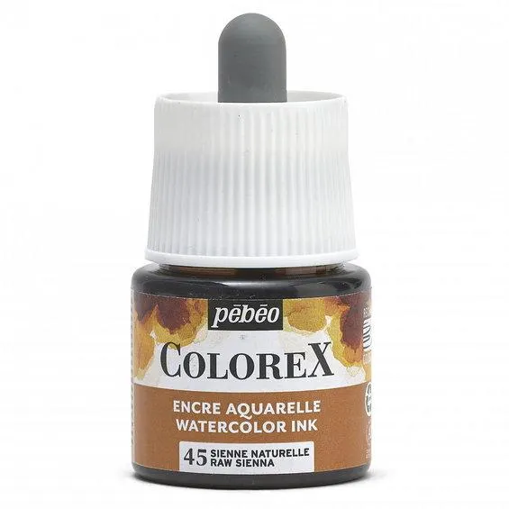 Colorex Watercolor Ink 45 ml Raw Sienna – boks med akvarellblekk og pipette