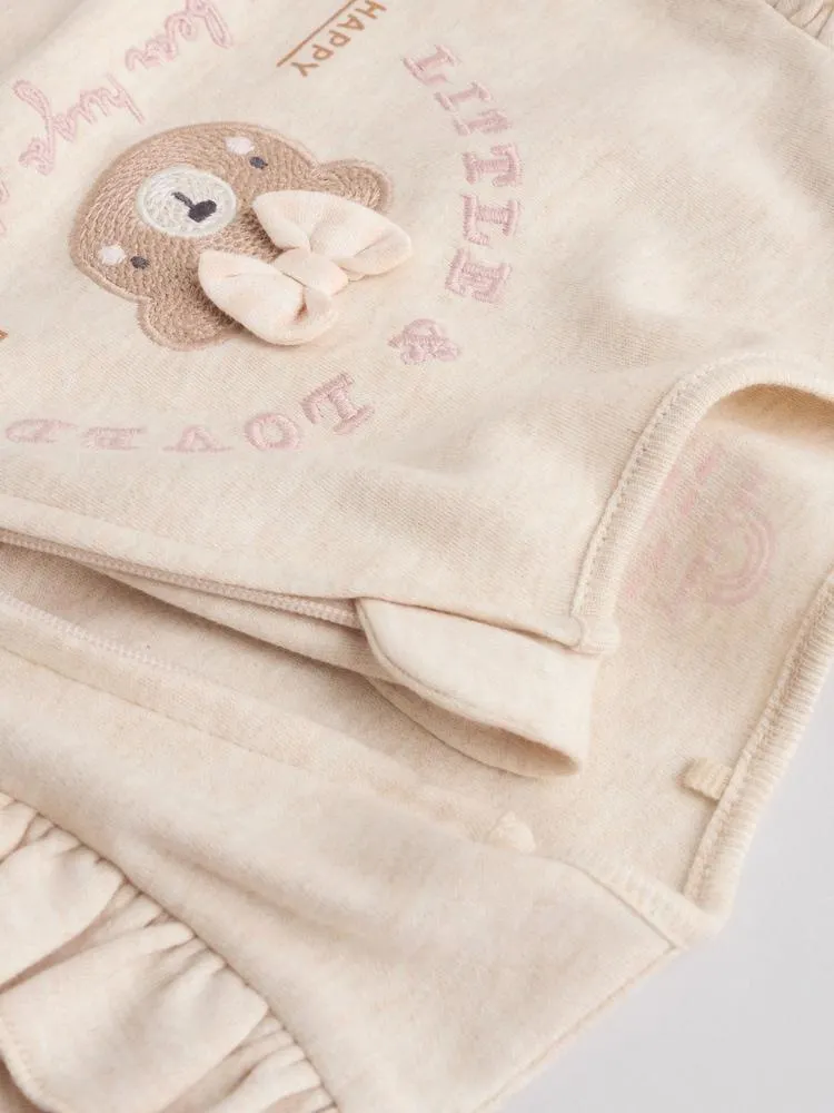 Neutral Bear Two Way Zip Baby Sleepsuits 3 Pack (0-2yrs)