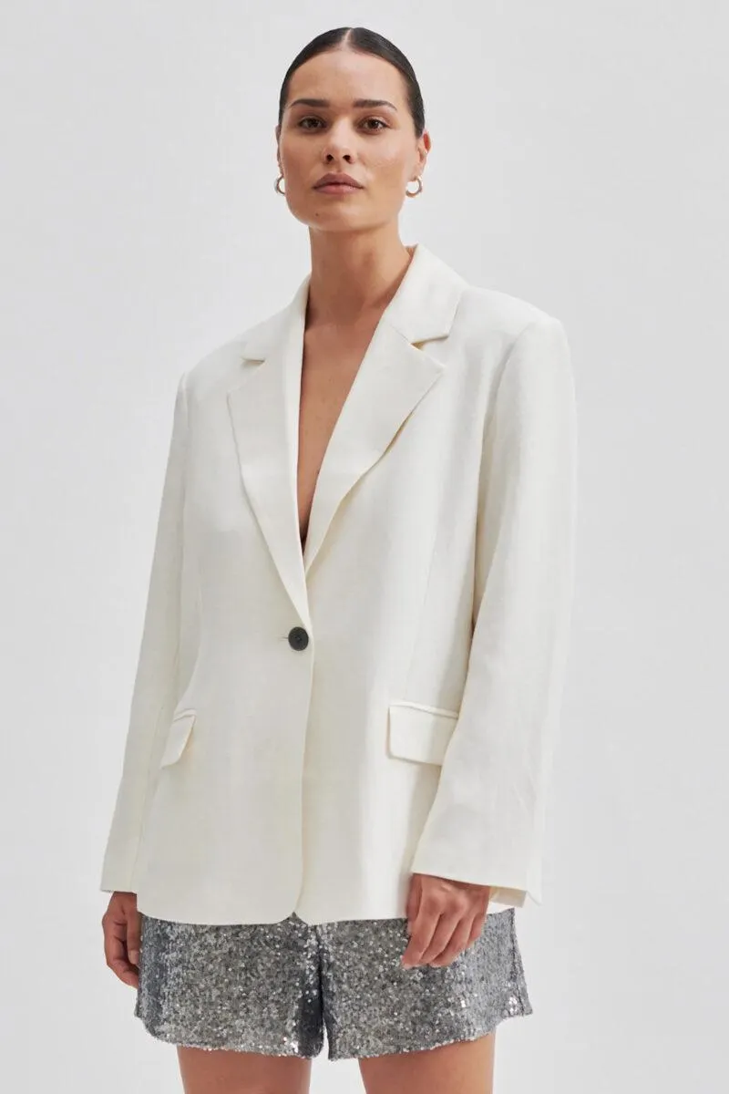 Lino Blazer, Antique White