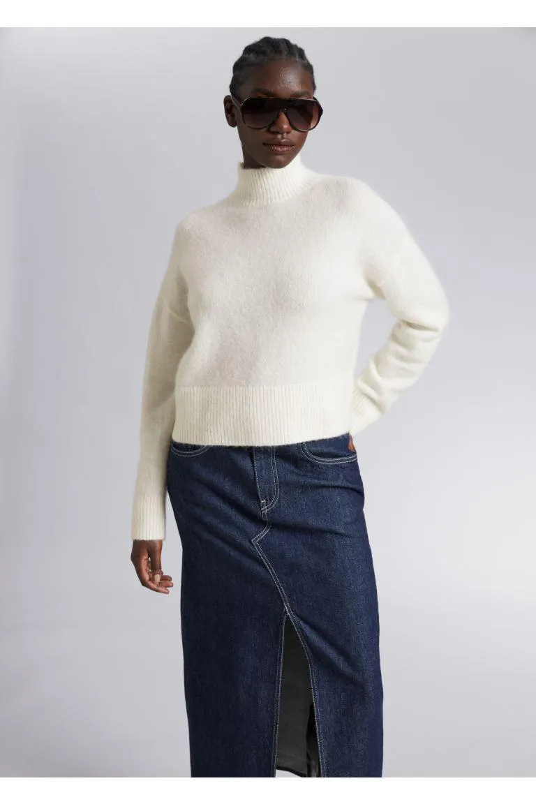 Cropped Mock Neck Knit Jumper