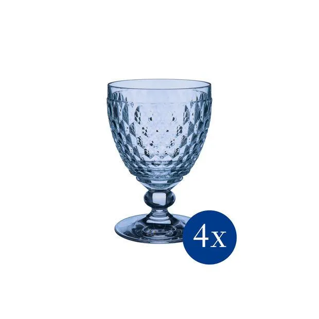 Boston coloured Red wine goblet blue Set 4 pcs