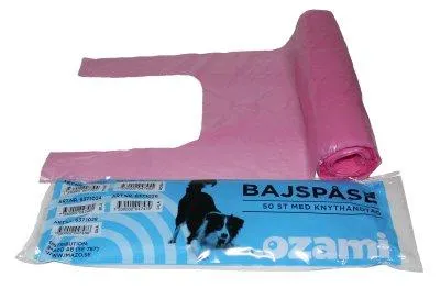 BAJSPÅSE MED KNYTHANDTAG ROSA 40stk