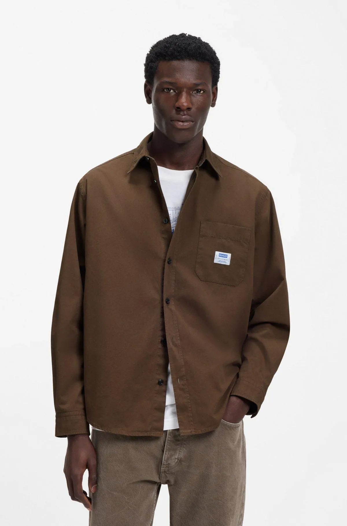 Oversized-fit overshirt in cotton canvas