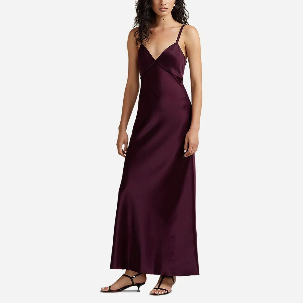Double Face Satin Sleeveless Gown - Ruby