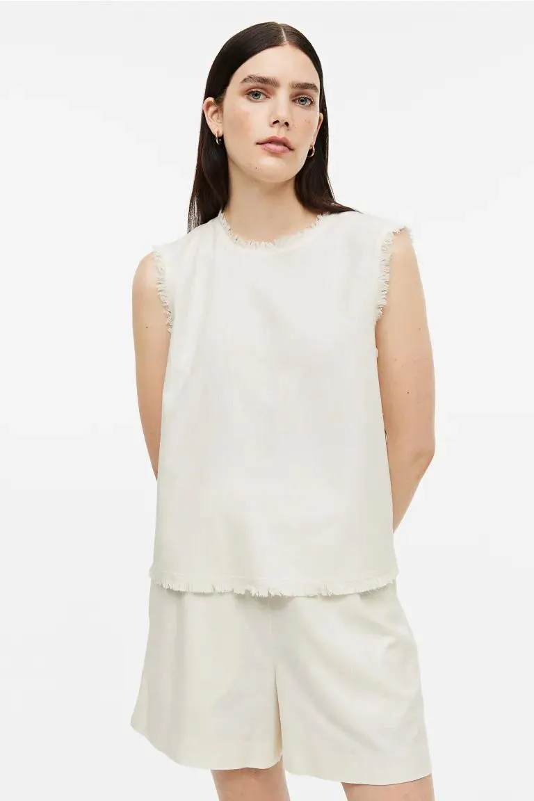 Silkeshorts med frynsekant