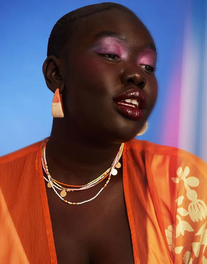 Bead and Coin Layered Long Necklace