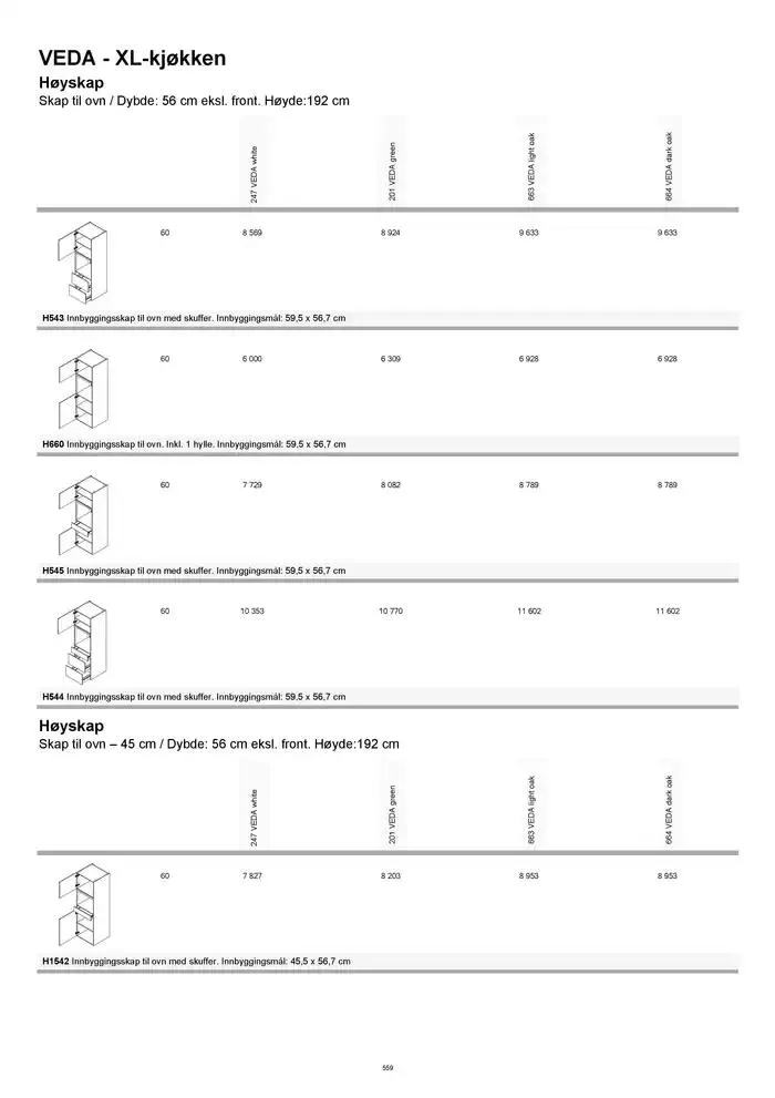 kvik kjøkken Prisliste. fra 1. januar til 31. desember 2025 - kundeavisside 559