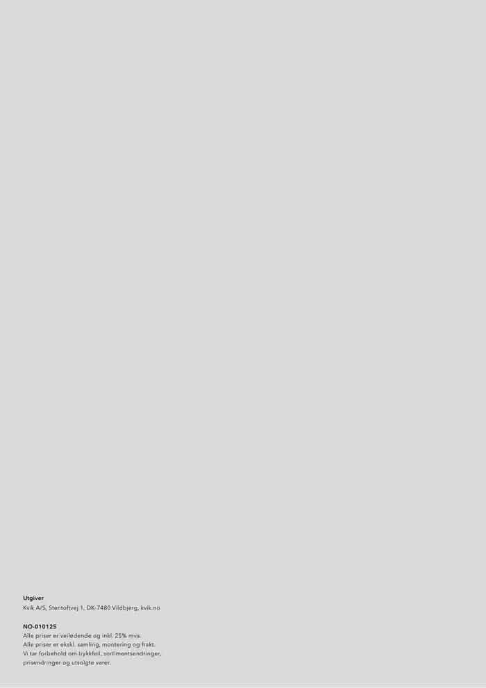 kvik kjøkken Garderobe prisliste. fra 1. januar til 31. desember 2025 - kundeavisside 69