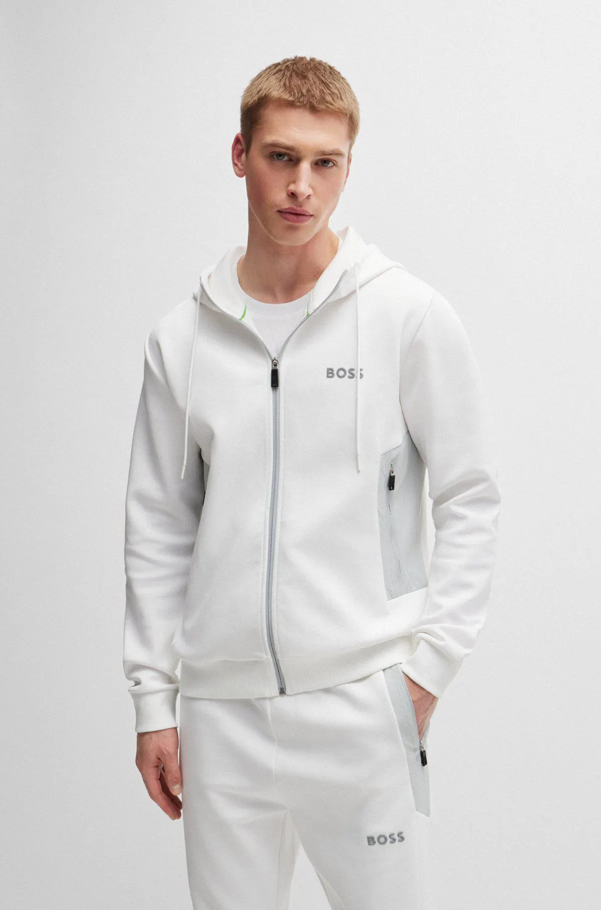 Cotton-blend zip-up hoodie with 3D-moulded logo