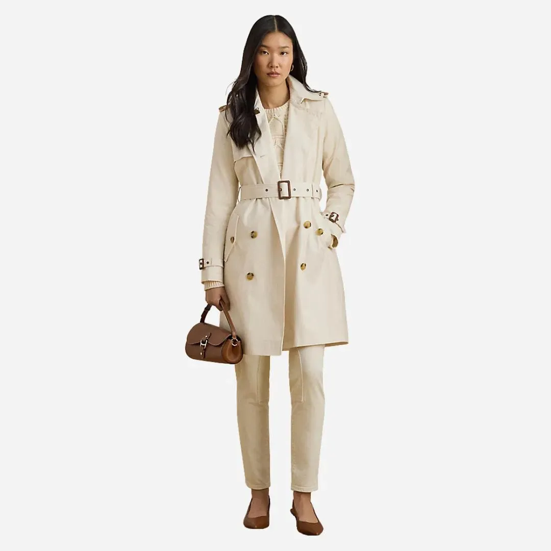 Double-breasted Cotton-blend Trench Coat - Mascarpone Cream
