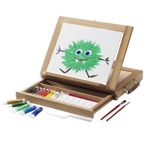 Sammenleggbart staffeli med 12 akrylfarger à 12 ml, pensler, lerret og tilbehør