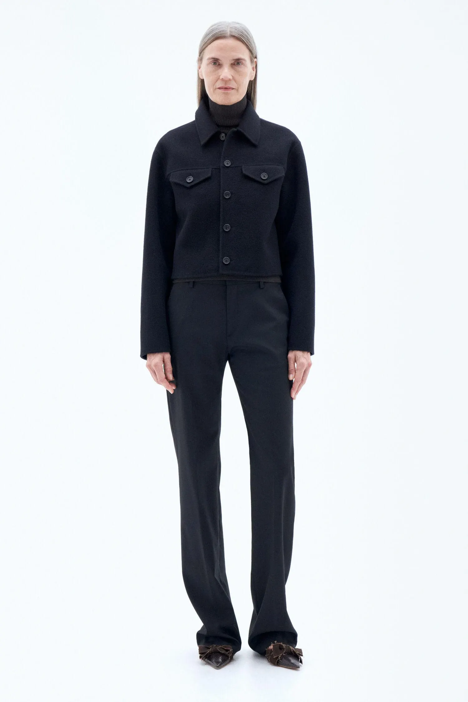 Short Wool Cashmere Jacket Black